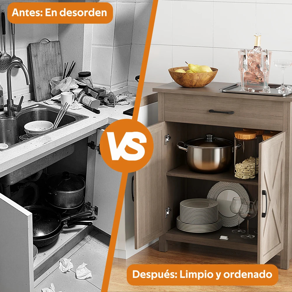 Aparador Buffet Georgina, mueble de madera maciza, mesa auxiliar para comedor, diseño geométrico moderno, exhibición, cocina, sala de estar