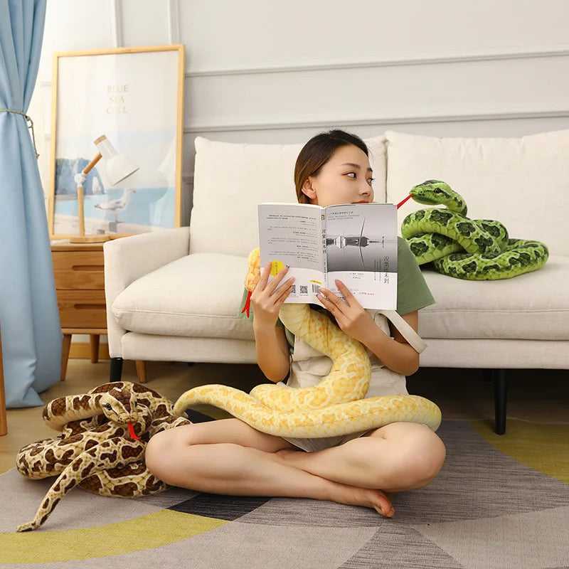 1 unidad de serpientes gigantes de 200cm, juguete de peluche de simulación de pitón dorado largo, serpiente de peluche, regalo para niños, decoración del hogar