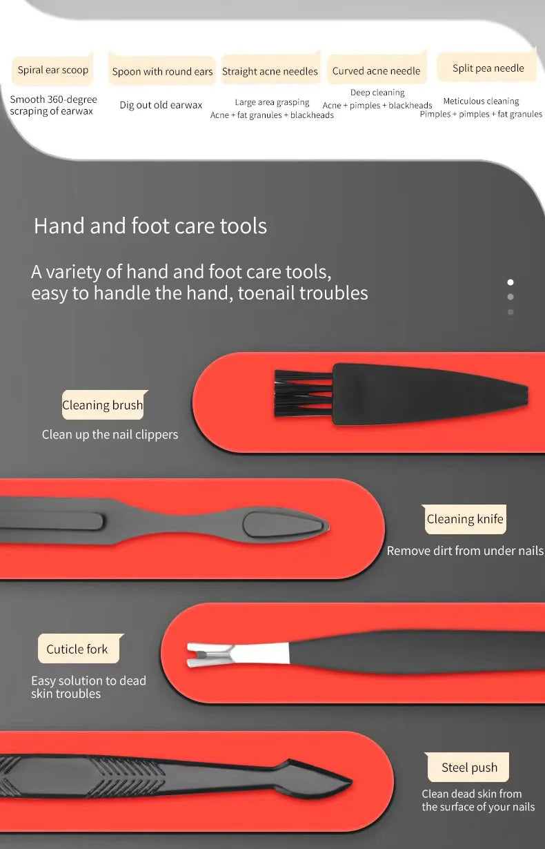 Juego de cortaúñas, herramientas de belleza prácticas, cortaúñas para manicura, cortaúñas, cuchillo para pedicura, cuchillo pelador de orejas, manicura de uñas T