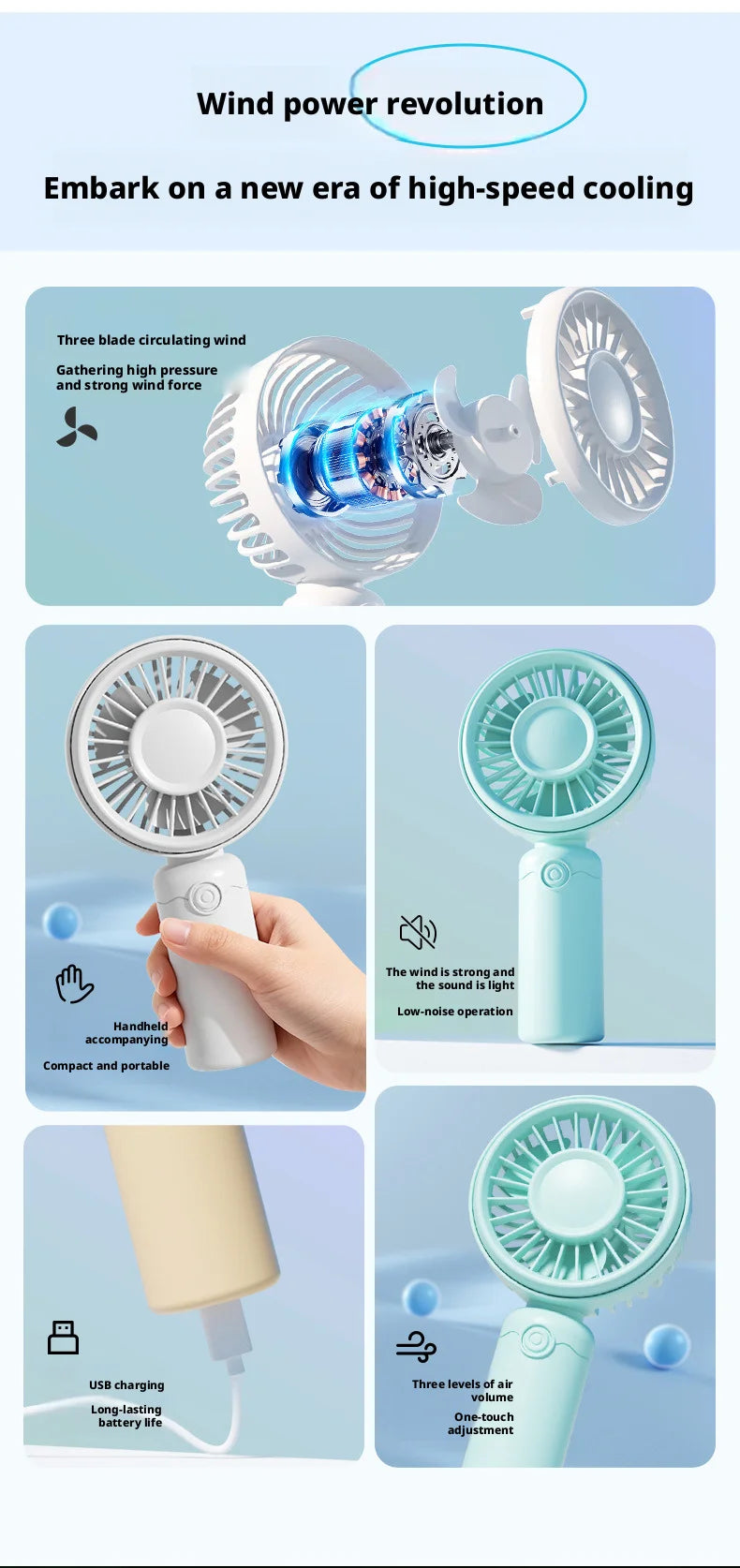 Nuevo Mini Ventilador Portátil USB Recargable Silencioso para Mesa, Maquillaje, Pestañas, Niños, Oficina, Viajes, Enfriador de Aire