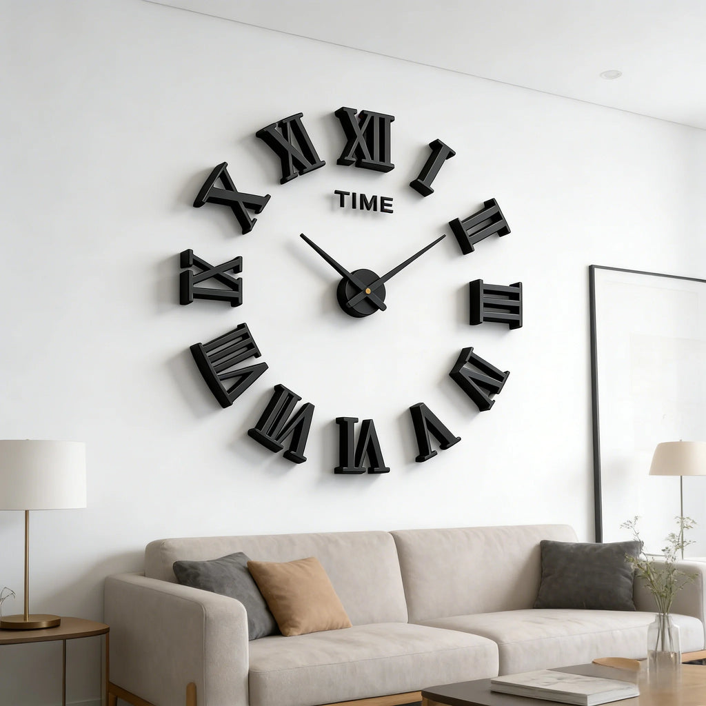 Reloj de pared con espejo acrílico de Número Romano grande 2D/3D, pegatina de moda DIY, relojes de cuarzo, reloj, decoración del hogar, pegatinas para el salón