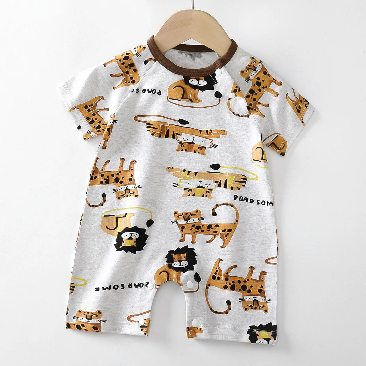 Monos de dibujos animados para bebé, mono de algodón transpirable de verano de manga corta para recién nacidos, niños y niñas, ropa para gatear