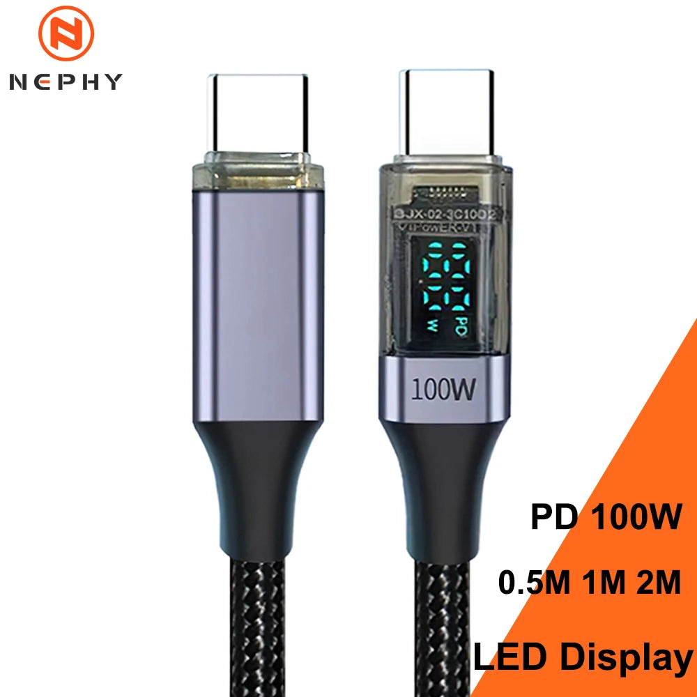 PD 100W USB tipo C a C Cable para iPhone 15 16 Macbook iPad Samsung S24 S25 cargador de datos 0,5 m 1m 2m Cable de nailon USBC carga rápida