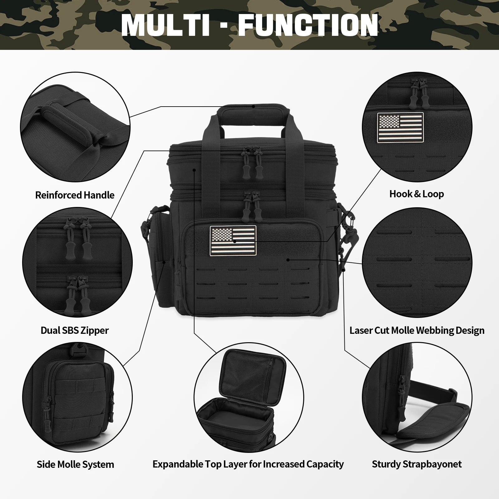 Fiambrera táctica de 18L para hombre, bolsa térmica con aislamiento de alta resistencia expandible, bolsa térmica a prueba de fugas, trabajo, Camping, pícnic al aire libre