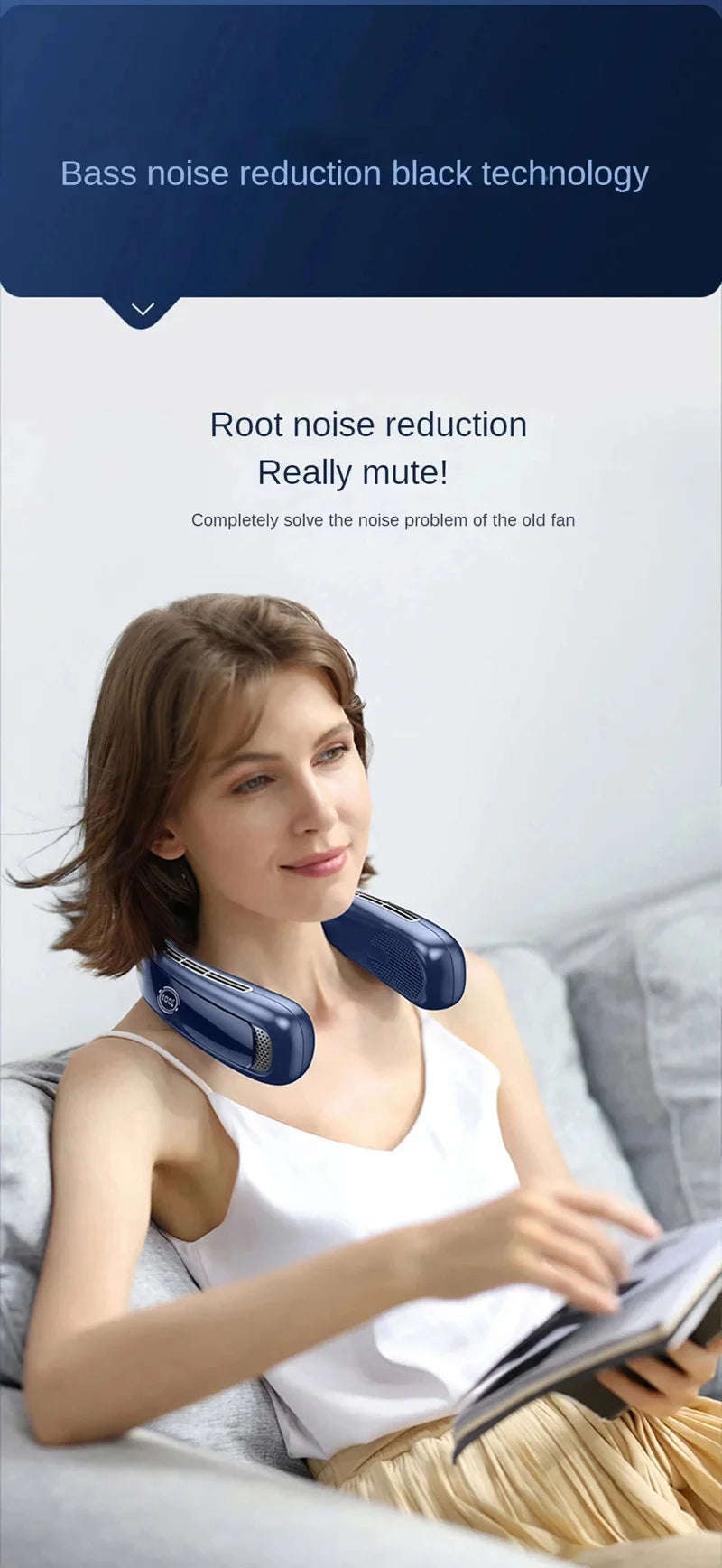 Nuevo ventilador de cuello portátil de 15000mAh pantalla Digital inteligente USB recargable al aire libre ventilador de cuello de enfriamiento silencioso sin aspas para verano