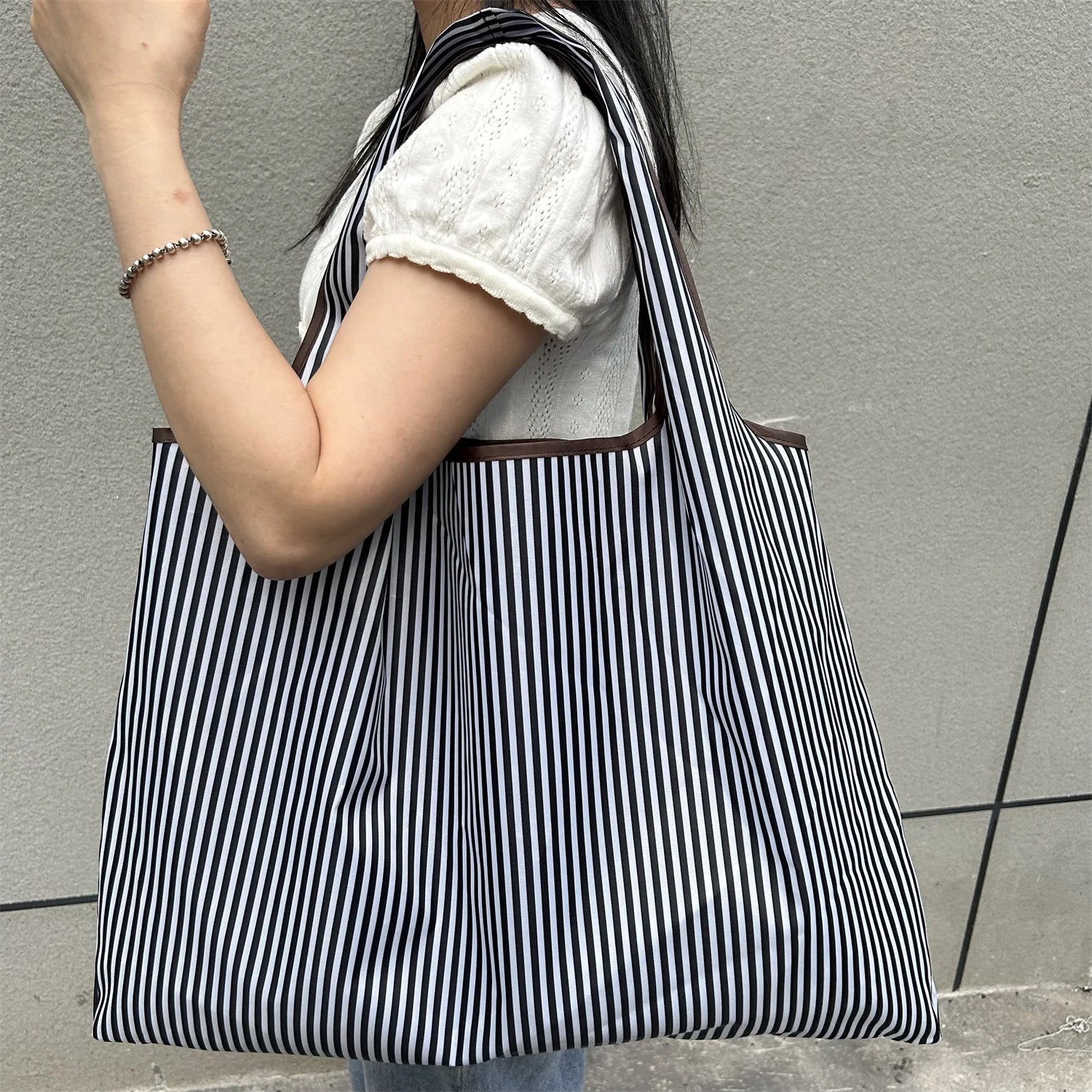 Bolsa de compras plegable de gran capacidad, bolsa de tela Oxford ecológica, impermeable, para viaje, bolso de hombro, reutilizable