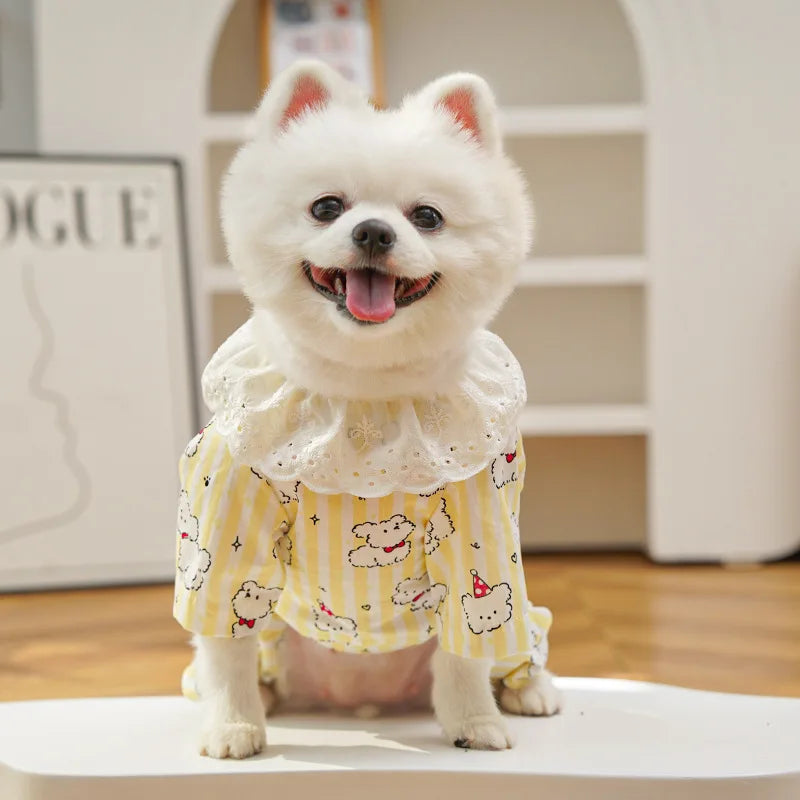 Mono de verano para perro, ropa con estampado de perro, chaleco para cachorro, ropa para perros Chihuahua y Bichón, pijama fino de cuatro patas para perro, ropa para parejas.