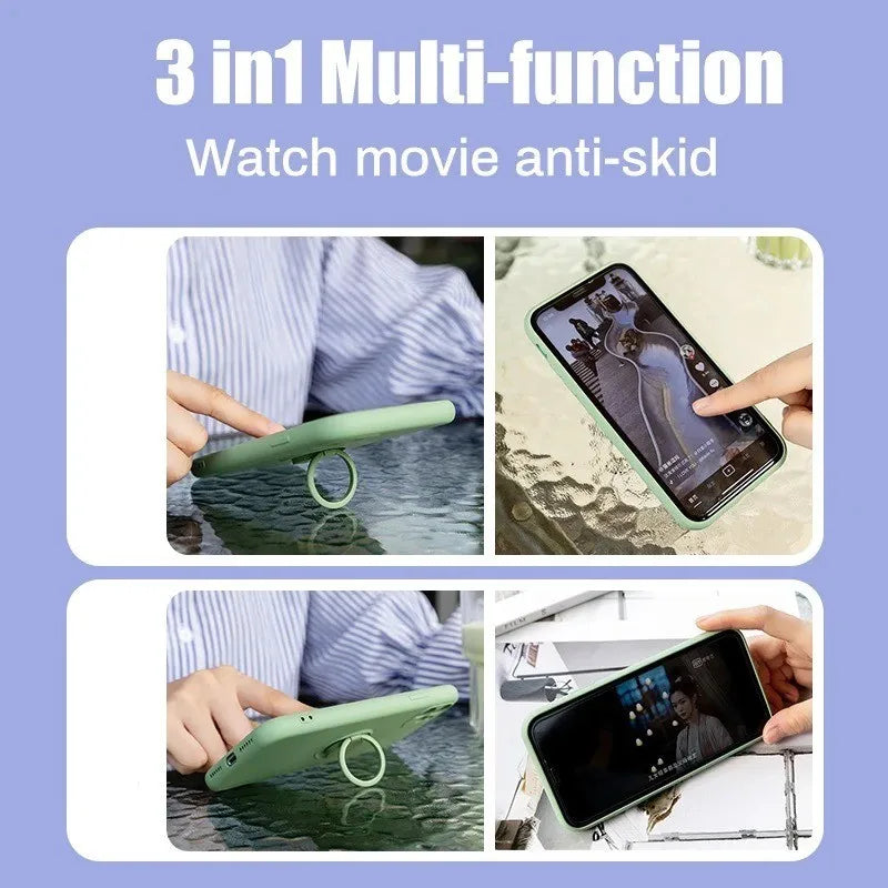 Funda Magnética con Anillo de Silicona Líquida para iPhone 17 Air 16E 15 14 13 12 11 Pro Max Plus, Antigolpes, Protectora y Suave