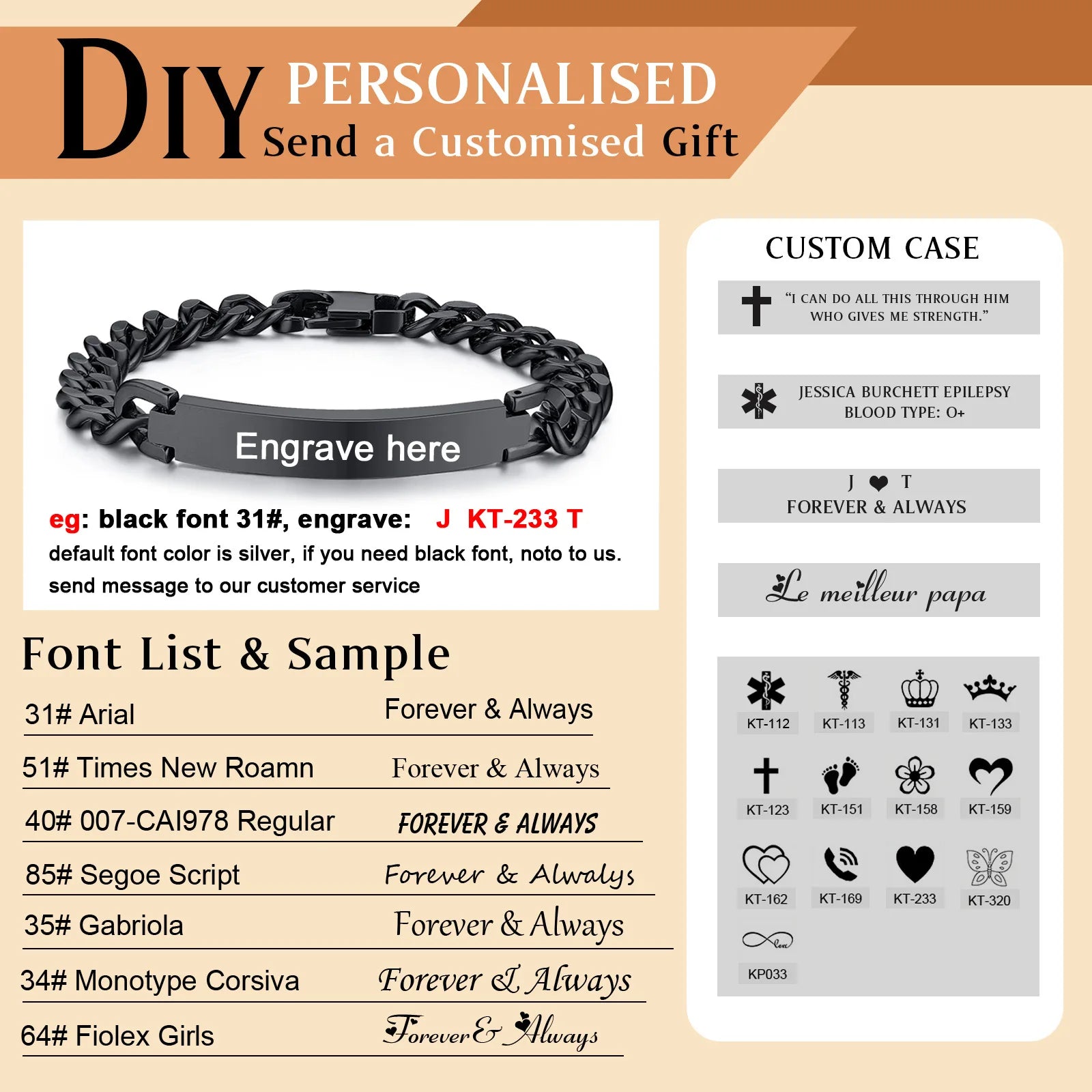 Pulsera de acero inoxidable con identificación de cadena para hombre, brazalete personalizado de Color plateado, barra personalizada con nombres, iniciales, fecha, joyería masculina