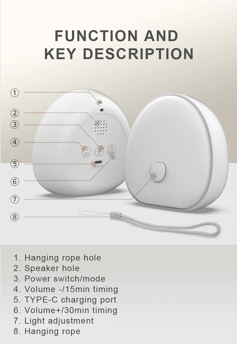 Máquina de ruido blanco para dormir RGB con sonido relajante, luz LED nocturna recargable táctil, lámpara relajante de Audio y sueño para bebé