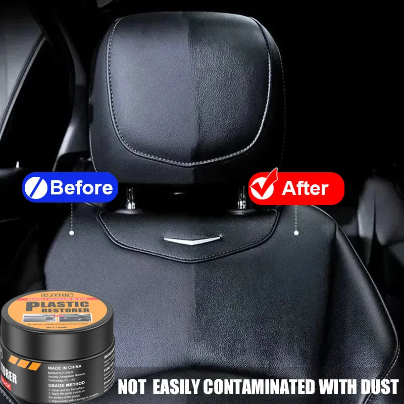 Restaurador de Plástico para Autos, Brillo Negro Intenso, Cera Renovadora para Interiores de Cuero y Paneles, Agente de Recubrimiento, Pulimento y Reparación Automotriz