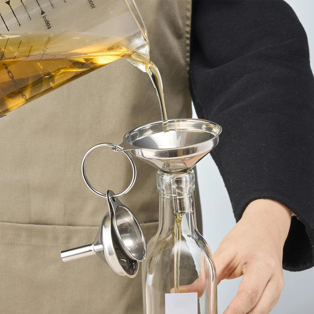 Embudos de acero inoxidable de calidad alimentaria, mini embudos de cocina para transferir aceites esenciales y líquidos, 3/4 piezas