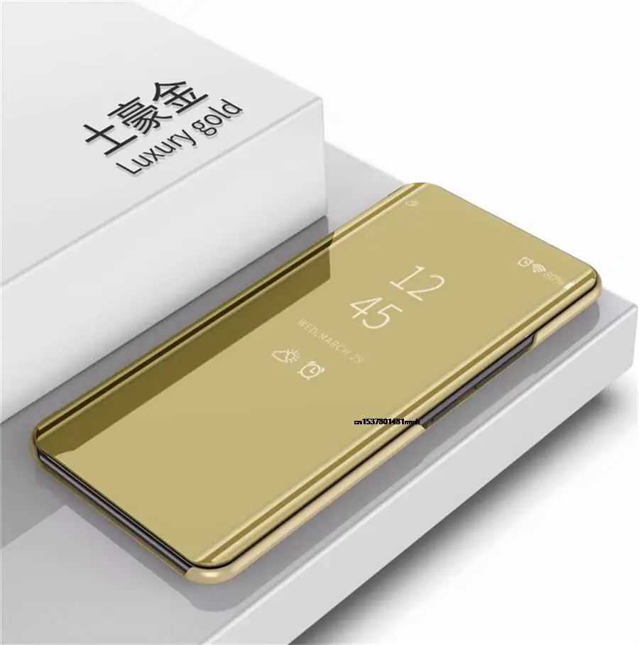 Funda con Tapa Abatible y Espejo Inteligente para Samsung Galaxy S25 Ultra, S25 Edge, S24 Plus, S25Plus, S25Ultra, S25Edge, Funda de Cuero para Teléfono