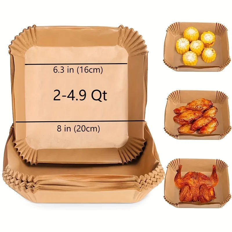 Papel desechable para freidora de aire, papeles antiadherentes para hornear, revestimientos de papel redondos para freidora de aire, accesorios de cocina, 30/50/100 Uds.