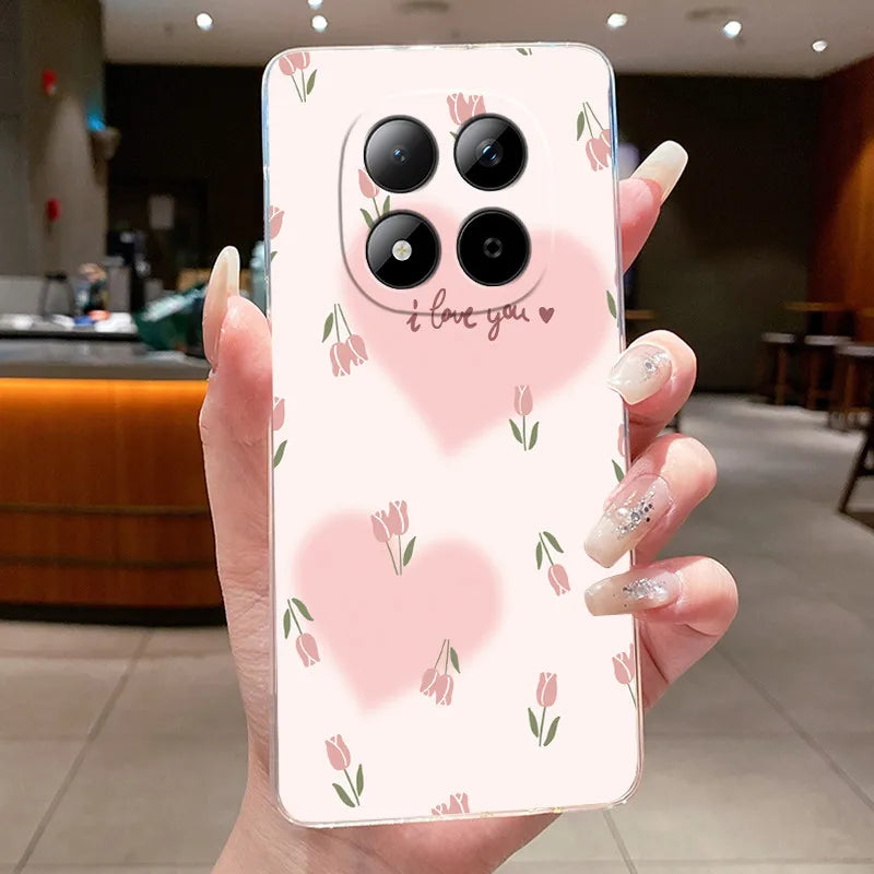 Funda para Teléfono Xiaomi Redmi Note 15 Pro 4G, Carcasa Protectora con Diseño de Lazo de Mariposa, Transparente, de Silicona TPU Suave