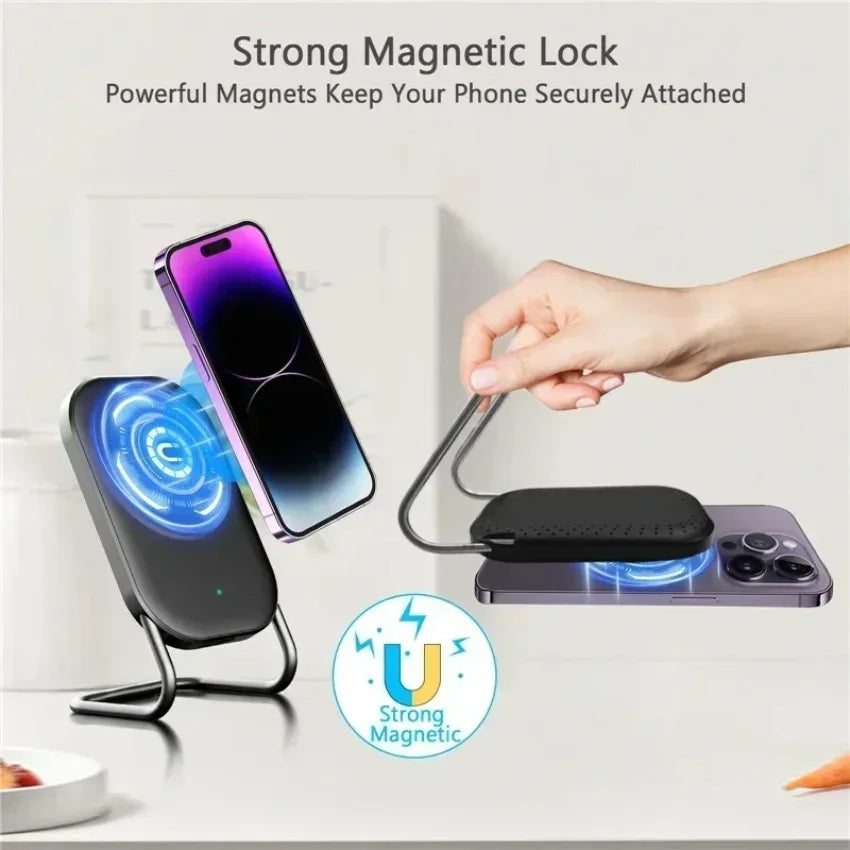 Cargador Inalámbrico Magnético, Soporte de Escritorio Ajustable y Desmontable, Estación de Carga Rápida Compatible con iPhone 17, 16, 15, 14, 13 Series