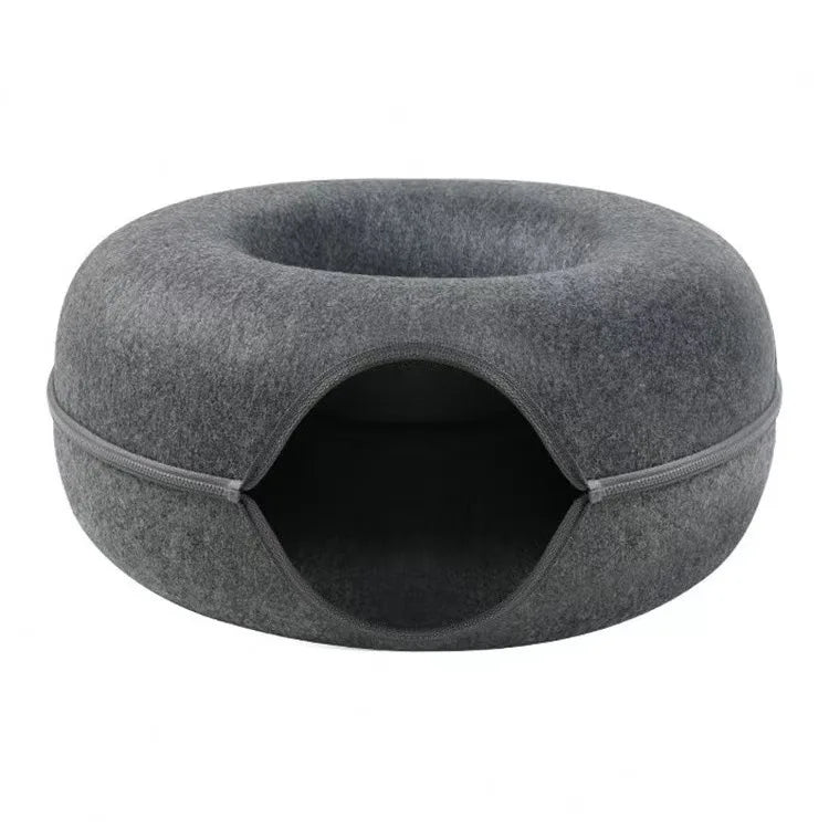 Cama Túnel para Gatos de Interior, Desmontable y Lavable, Cueva de Fieltro para Gatos, Escondite Interactivo, Nido de Descanso, Apto para Viviendas con Múltiples Gatos
