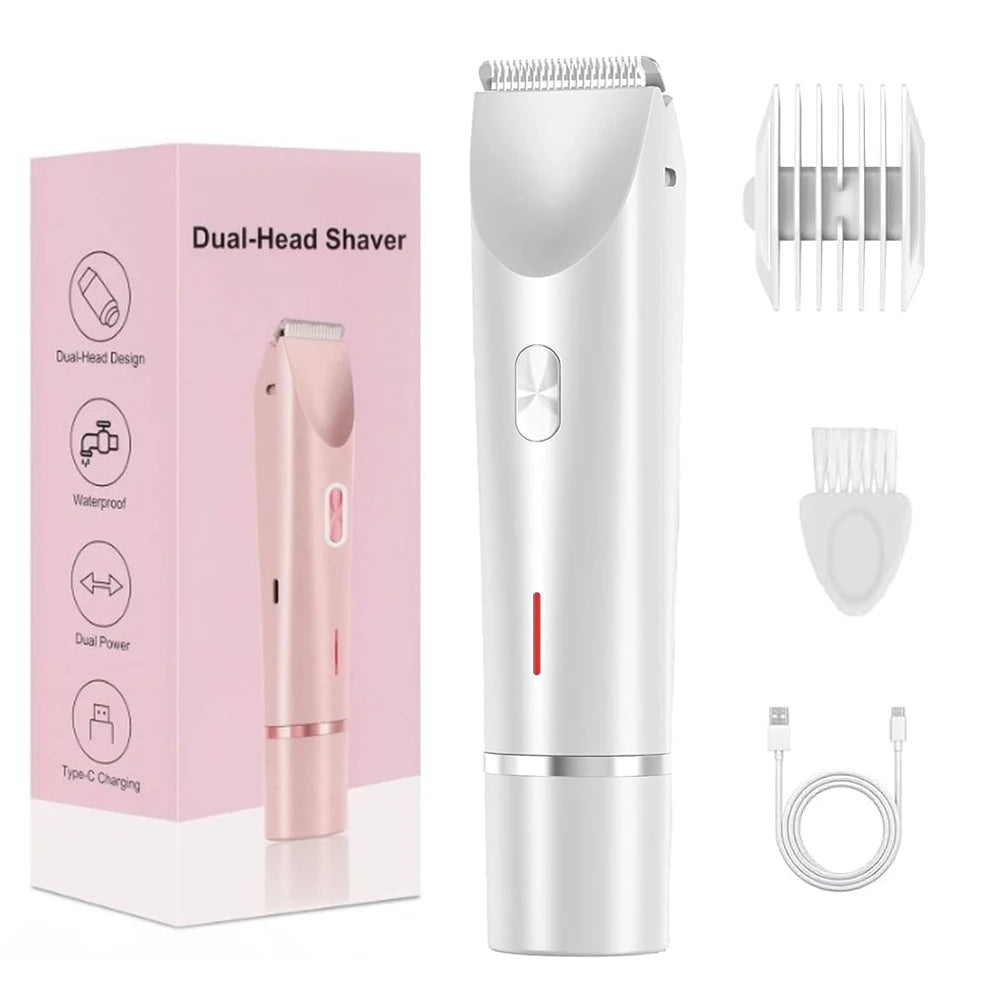 Afeitadora eléctrica para mujer, maquinilla de afeitar eléctrica 2 en 1 para mujer, piernas, axilas, cara, pelos pubianos, maquinilla de afeitar recargable, recortadora de pelo corporal