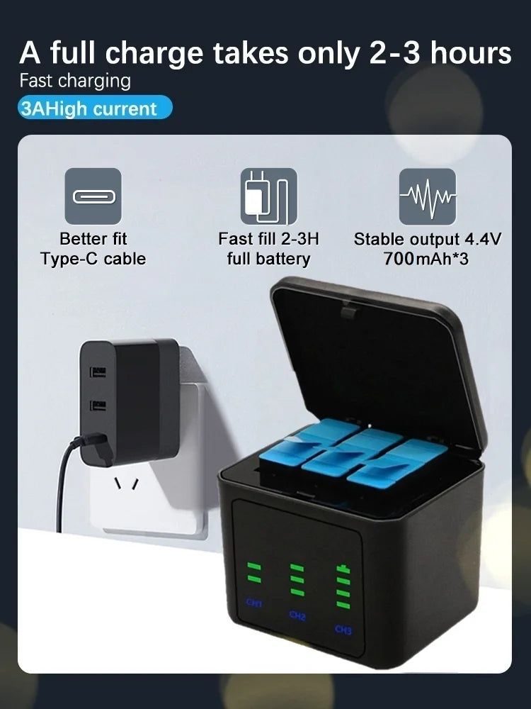 Batería de 2000mAh para GoPro Hero 11 10 9, paquete de batería de iones de litio, almacenamiento de batería de cámara de movimiento para baterías recargables GoPro Hero9