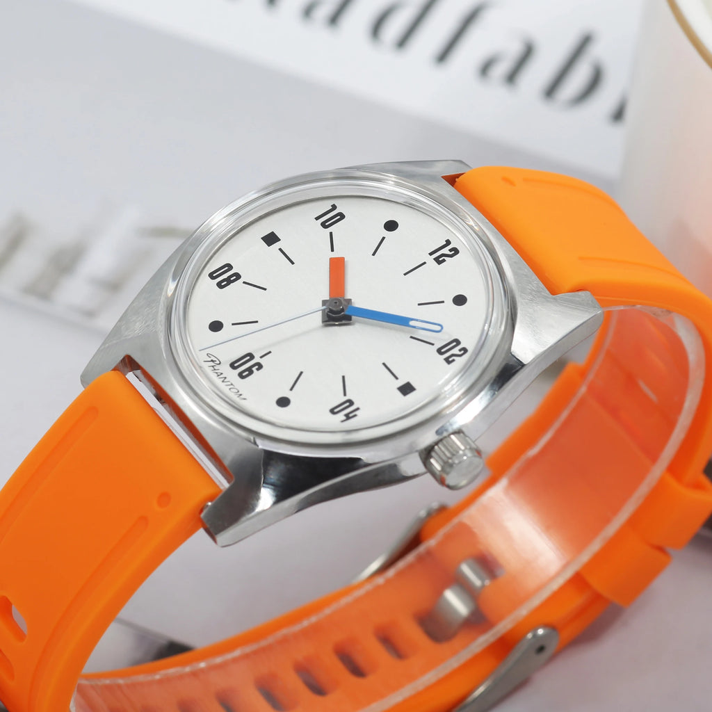 Un regalo pensado. Movimiento de cuerda manual de 36 mm. Reloj mecánico favorito de los hombres jóvenes con un diseño Bauhaus moderno.