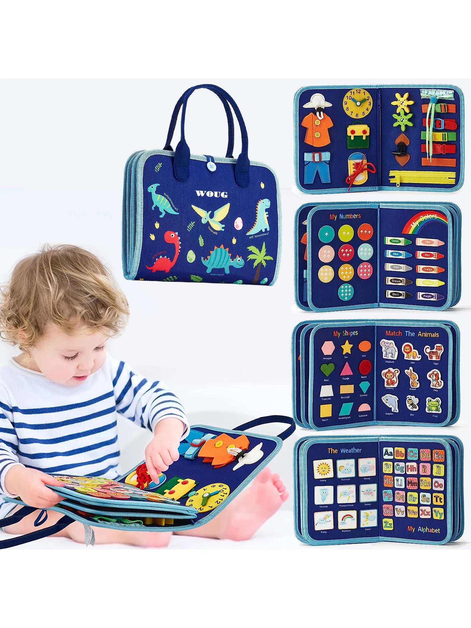 Juguetes Montessori, tablero ocupado, tablero de desarrollo de actividades sensoriales para niños pequeños para habilidades motoras, juguetes educativos de actividades de viaje