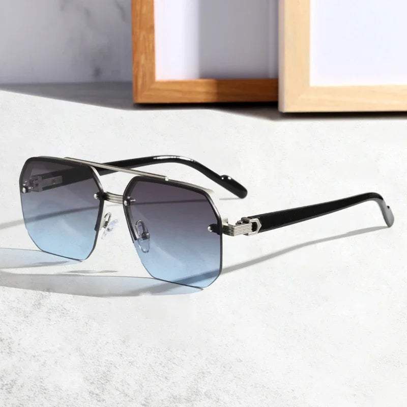 VBCX Gafas de sol de lujo a la moda para hombres y mujeres, gafas de sol retro para exteriores con protección UV400, gafas de sol unisex en 8 colores, gafas clásicas de medio marco