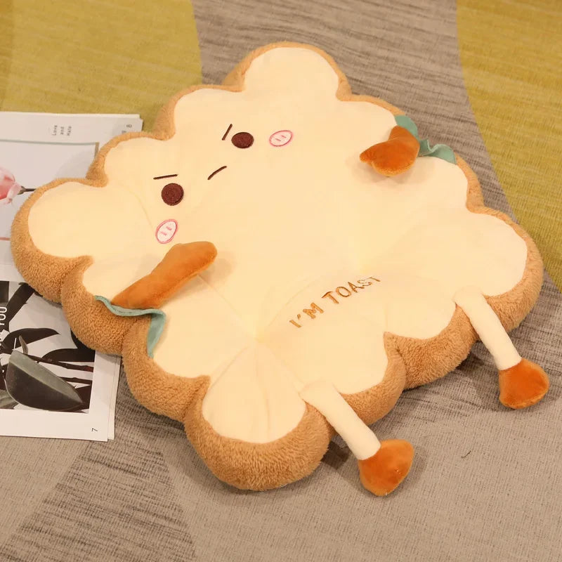 Cómoda cojín para asiento y respaldo con forma de tostada de dibujos animados – Almohada antifatiga lavable para el hogar/oficina/coche (regalo perfecto para Navidad)