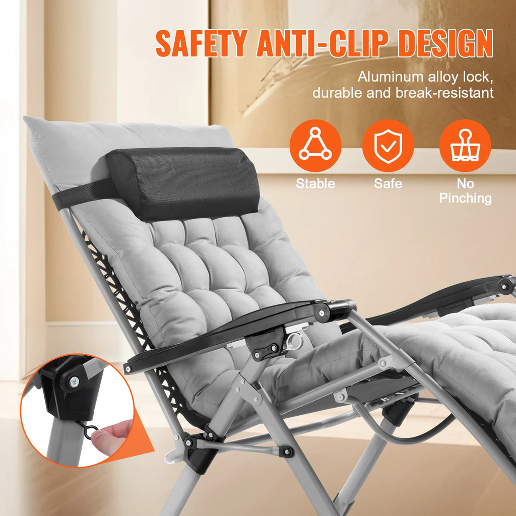 SucceBuy Silla de gravedad cero, sillón reclinable de gravedad cero, silla antigravedad ajustable con cojín, reposapiés y portavasos
