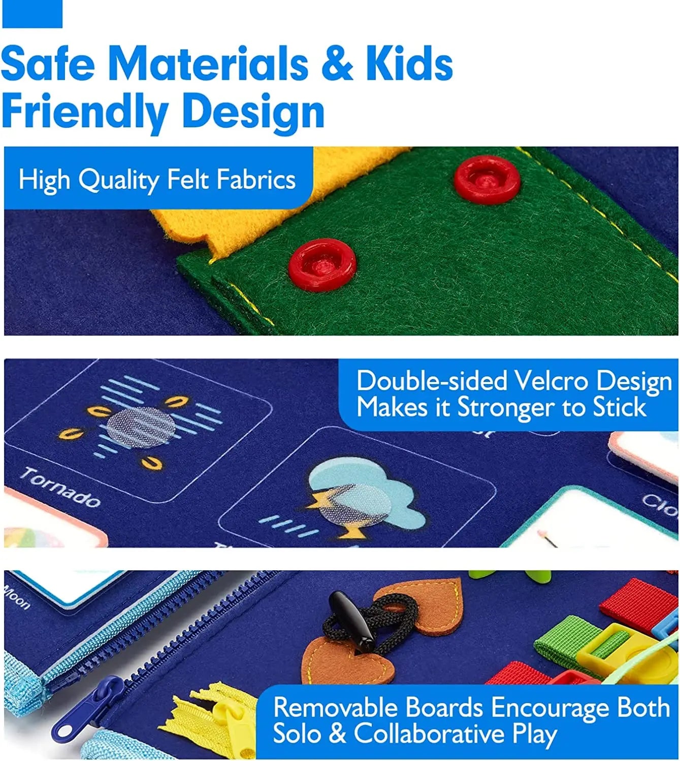 Juguetes Montessori, tablero ocupado, tablero de desarrollo de actividades sensoriales para niños pequeños para habilidades motoras, juguetes educativos de actividades de viaje