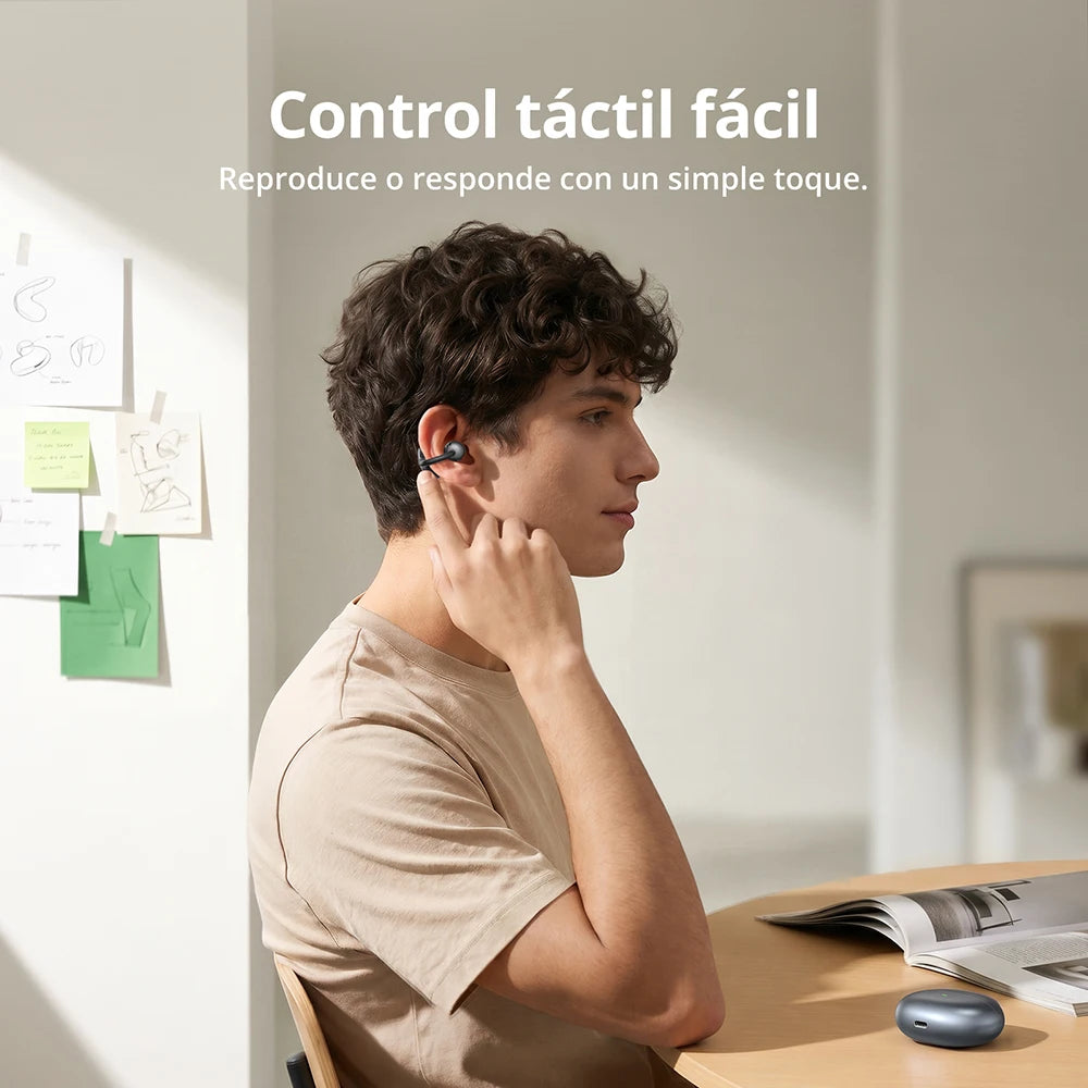 Tronsmart audífonos bluetooth OpenFly Clip con clip, Bluetooth 6.0, micrófono dual con IA, cancelación de ruido ambiental (ENC), ajuste flexible de titanio, 4,11 g, choice para correr