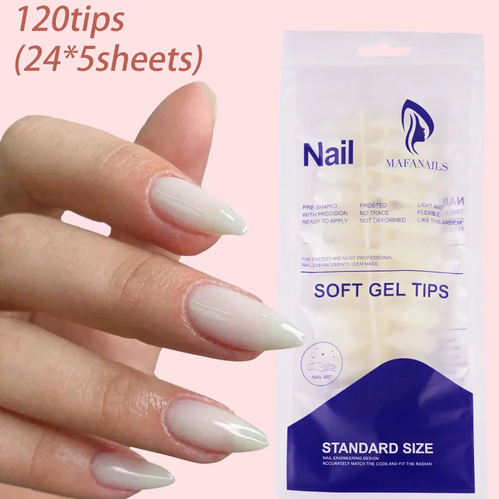 120 Uñas Acrílicas Francesas Cuadradas Medianas y Largas, Uñas Postizas Francesas de Cobertura Completa para Mujer, Uñas Postizas de Diferentes Tamaños
