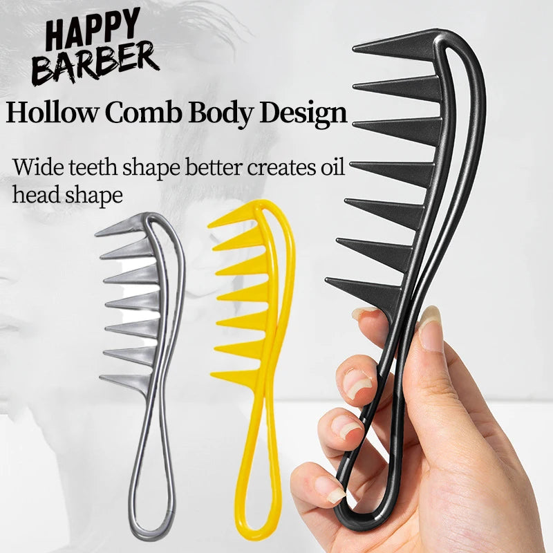 Peine con cabeza de aceite Retro de dientes anchos antiestáticos, peine con zona para estilizar el cabello, peine para desenredar el cabello rizado, herramienta de peluquería para hombres y mujeres