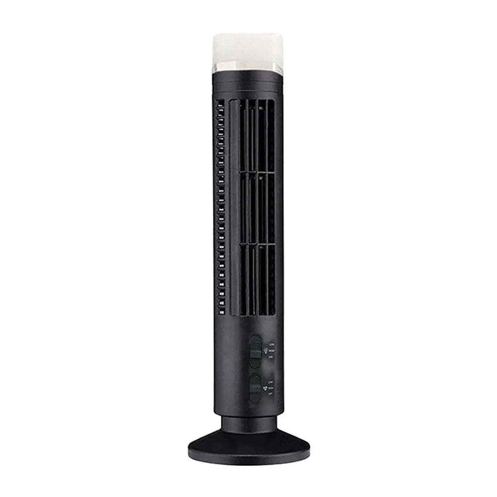 Ventilador de torre LED de 2,5 W, 38CM/33CM, sin hoja, 2 velocidades, ventilador de torre de pie, ventilador de suelo eléctrico portátil para sala de estar, dormitorio y oficina