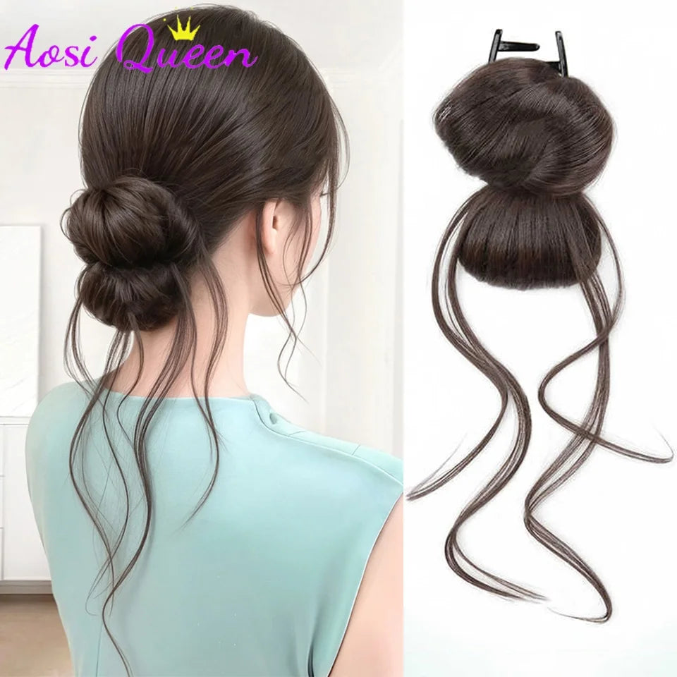 Coleta sintética de cola de caballo baja, natural y esponjosa, con pinza, para mujer, accesorio de pelo para uso diario.