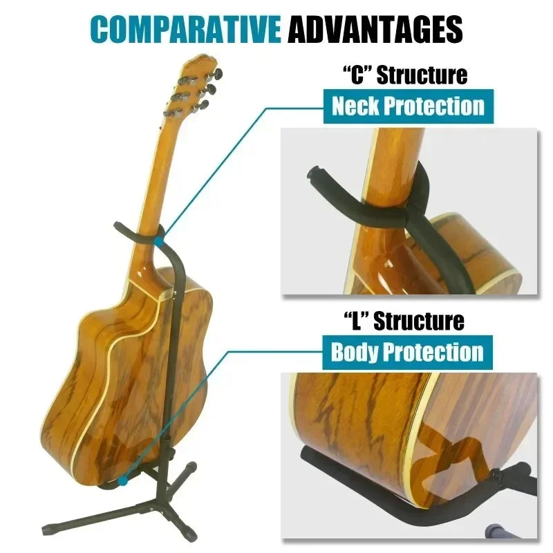 Soporte Vertical Plegable y Ajustable para Guitarra, Soporte Multiusos para Ukelele, Bajo, Guitarra Clásica, Eléctrica y Pipa