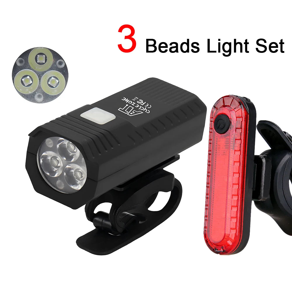 Luz delantera de bicicleta recargable por USB, luz trasera roja, fácil de instalar, 3 modos, accesorios para bicicleta