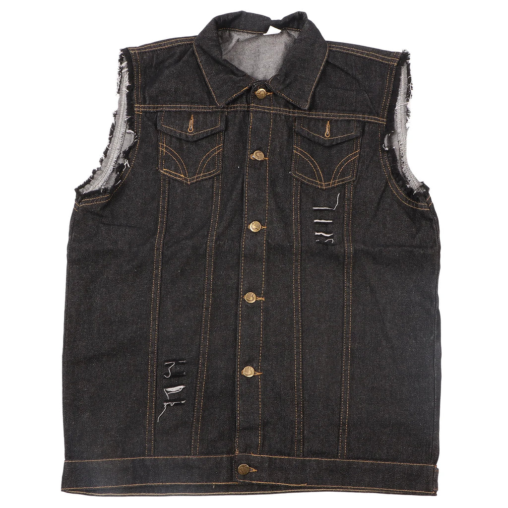 Chaleco Vaquero para Hombre, Cuello Vuelto, Sin Mangas, de Moda, con Botones, Estilo Casual