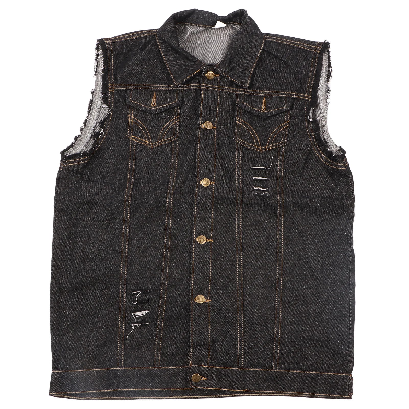 Chaleco Vaquero para Hombre, Cuello Vuelto, Sin Mangas, de Moda, con Botones, Estilo Casual