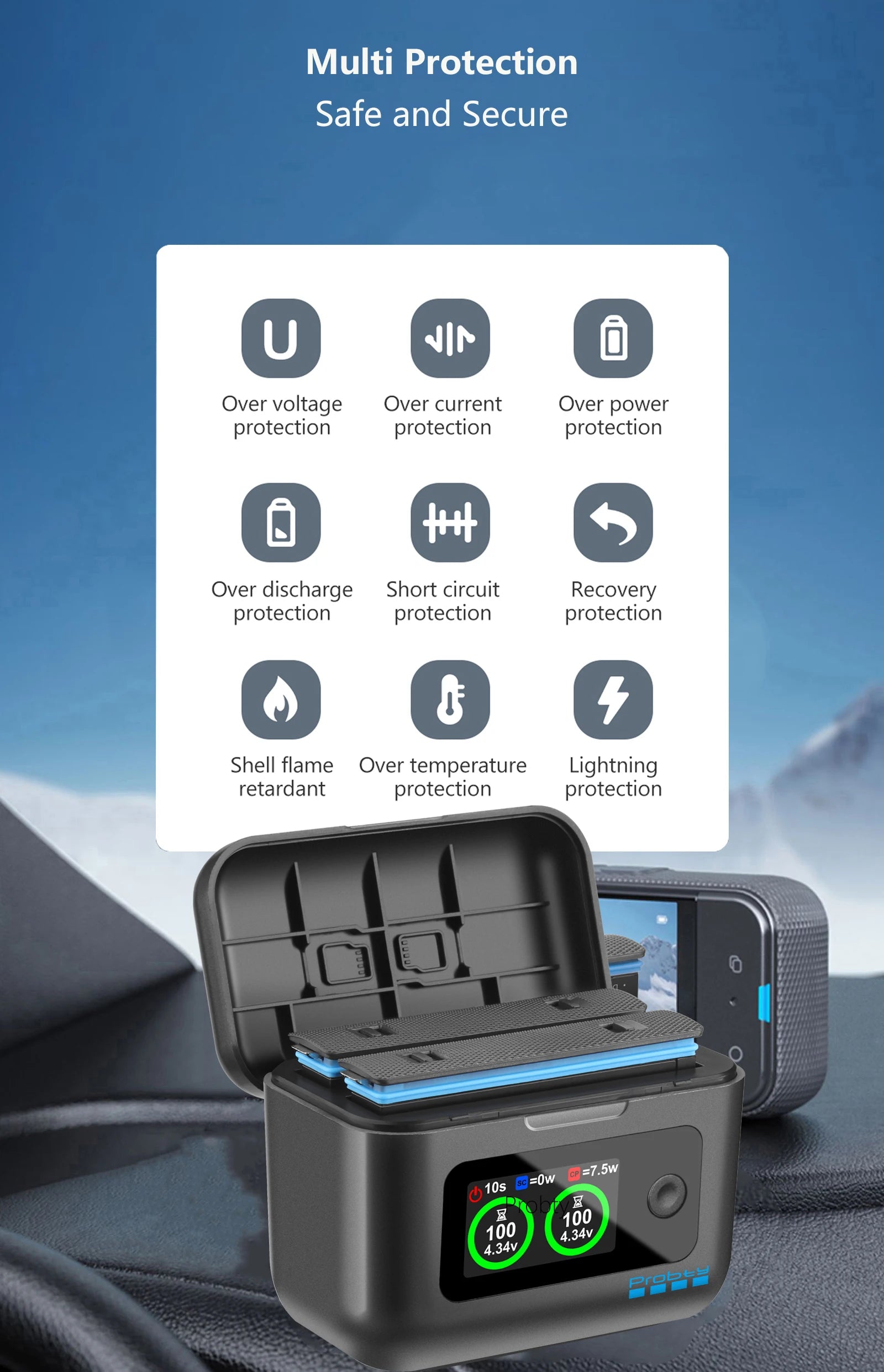 Batería de repuesto de 2100mAh para Insta360 X4 Air / Caja de carga rápida para accesorios de cámara de acción Insta 360 X4 Air