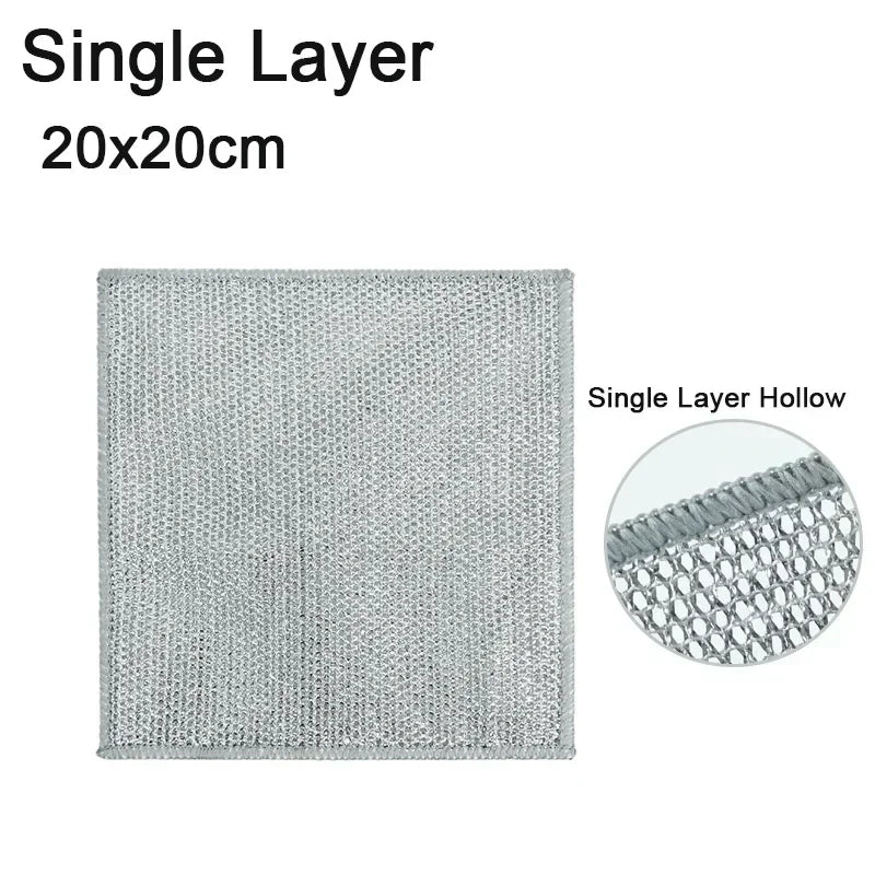 Paño de cocina de alambre de Metal sin arañazos, paño multiusos de microfibra, paño de limpieza, toalla mágica para platos