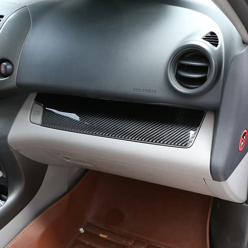 Para Toyota Rav4 RAV 4 2006-2012 fibra de carbono Control central de coche copiloto Panel de tablero cubierta accesorios de coche