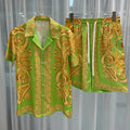 Conjuntos de camisa hawaiana Social de lujo para hombre, Top de manga corta con solapa a la moda, pantalones cortos, traje de 2 piezas, traje informal holgado para hombre