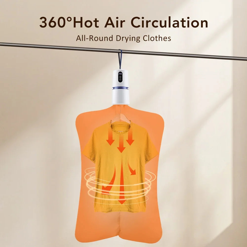 Secadora de Ropa Portátil Inteligente de 110-220V, Secadora de Ropa con Temporizador, Secadora de Ropa para Viajes al Aire Libre