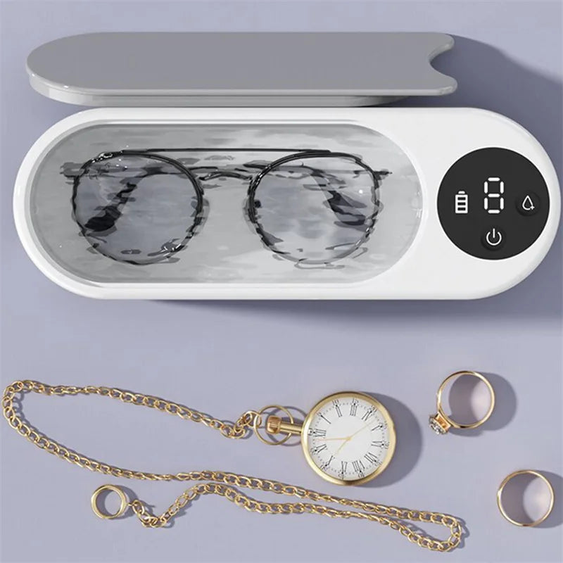 Máquina de limpieza doméstica portátil, limpiador ultrasónico de cápsulas limpias de 450ml, máquina limpiadora de joyas para anillos, gafas, brochas de maquillaje