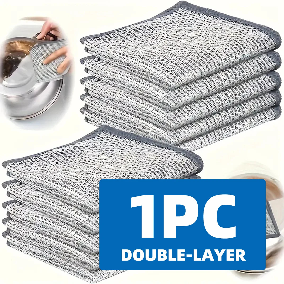 Paño para lavar platos de malla de alambre de acero inoxidable, una sola capa y doble capa, reutilizable para el hogar, limpieza fuerte sin arañazos, 1 ud.