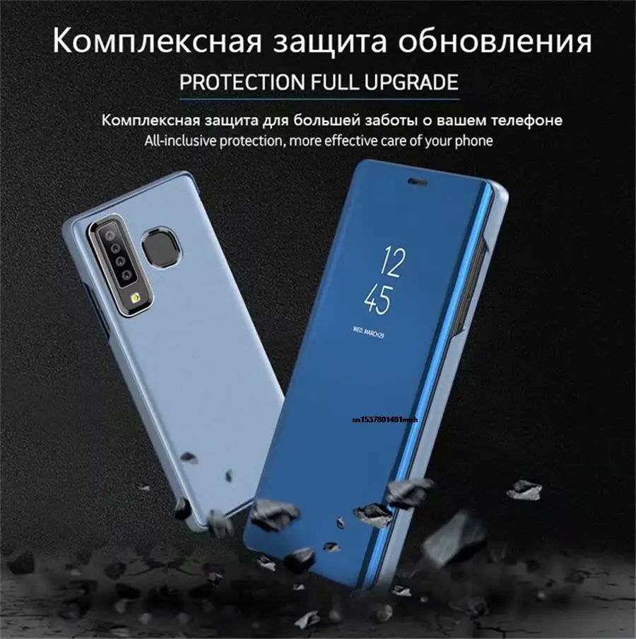 Funda con Tapa Abatible y Espejo Inteligente para Samsung Galaxy S25 Ultra, S25 Edge, S24 Plus, S25Plus, S25Ultra, S25Edge, Funda de Cuero para Teléfono