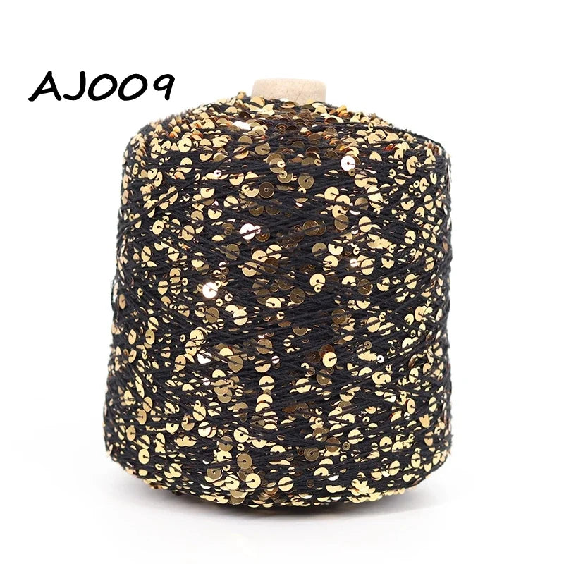 Cooamuu-Hilo de lentejuelas de algodón de lujo, hilo para tejer a mano, 500G/bobina, 3MM + 6MM, accesorios de lentejuelas