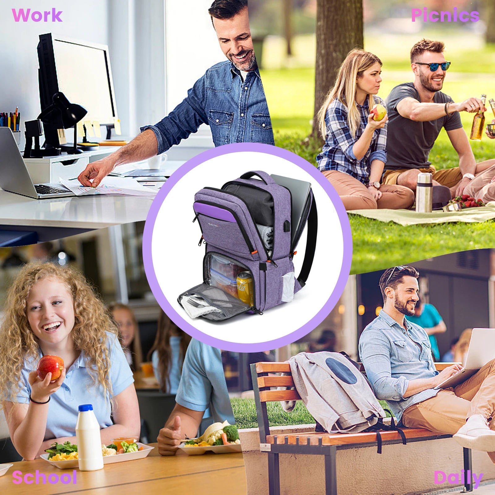 Mochila para el almuerzo, bolsa de Picnic con aislamiento, bolsa de viaje multifuncional, gran capacidad, Picnic al aire libre, Camping, mochila impermeable
