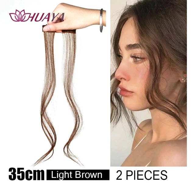 HUAYA-flequillo de aire sintético para mujer, pelo falso corto Natural, Invisible, sin costuras, extensiones de cabello frontal