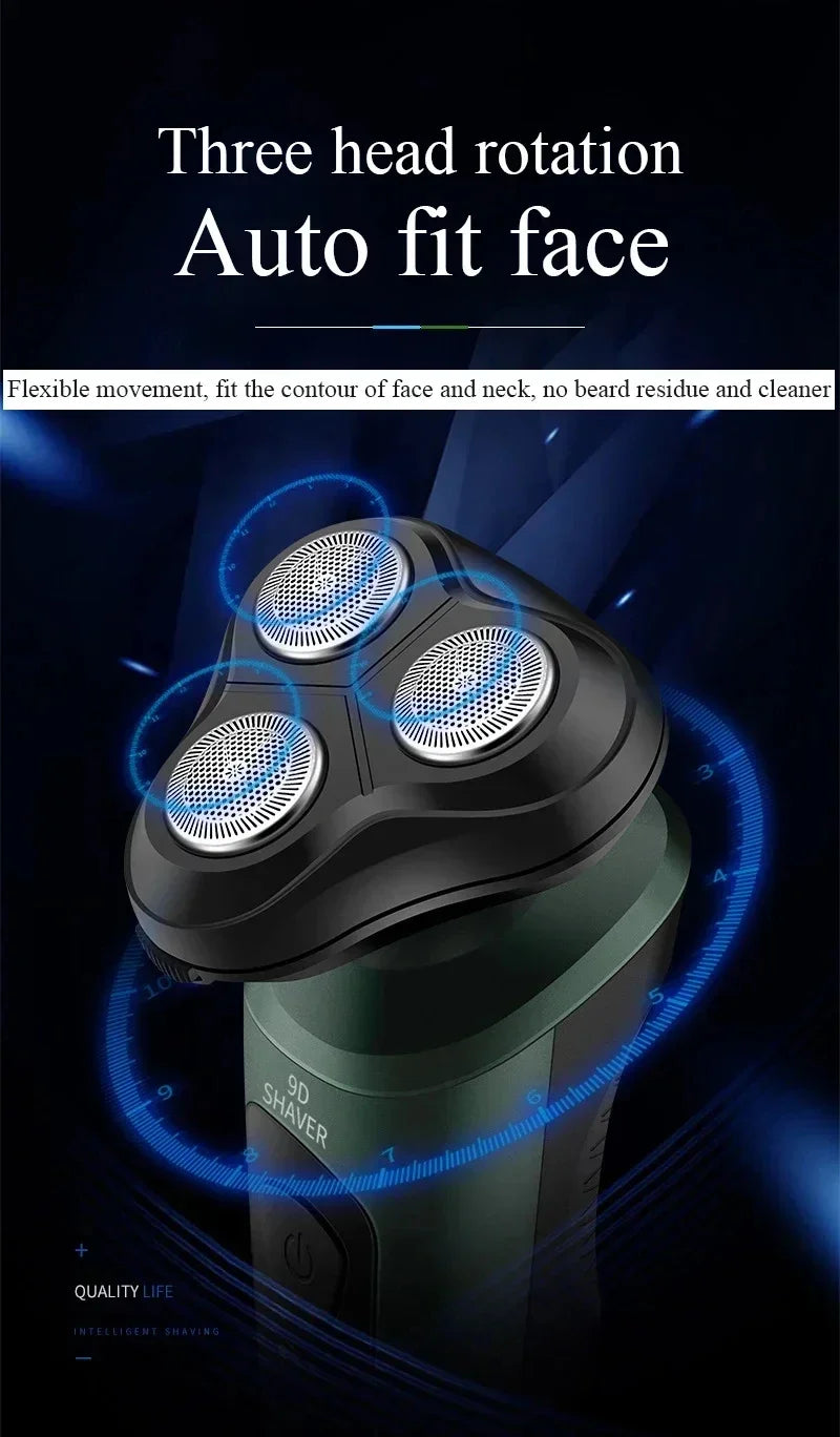 Afeitadoras eléctricas para hombres, resistente al agua, uso en seco y húmedo, recortador eléctrico, afeitadoras rotativas con batería recargable, máquina de afeitar